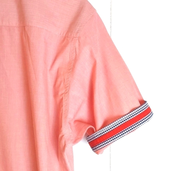 Alquima Elemental Mens Pink Buttondown Contrast Cuff Dress Shirt Preppy Sz.Large - Picture 8 of 11